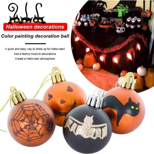 12pc New Halloween Ball Baubles 5cm Hanging Ball Plastic Party Gifts DIY Home Decor 2022 Christmas Pendant Halloween Decorations