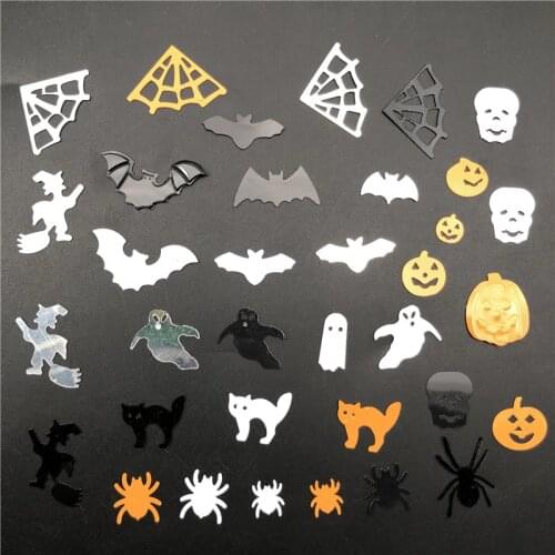 20g Halloween Cat,Spider,Spider web.Ghost,Witch,Skull,Bat,Pumpkin Loose Sequins Paillettes For Shoes,Hat,Kids DIY,Crafts