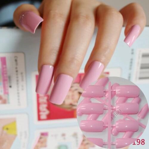 24pcs Flat Ultra Long Acrylic Nail Tips Princess Pink Fake Nails Full Wrap Finger Press-On Nails Easily DIY 198L