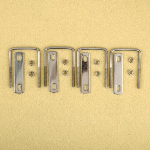 4 Sets Square U-Bolts M6 50mm Inner Width With Nut Plate 304 Stainless Steel For Boat Plumbing Home Industrial Applications