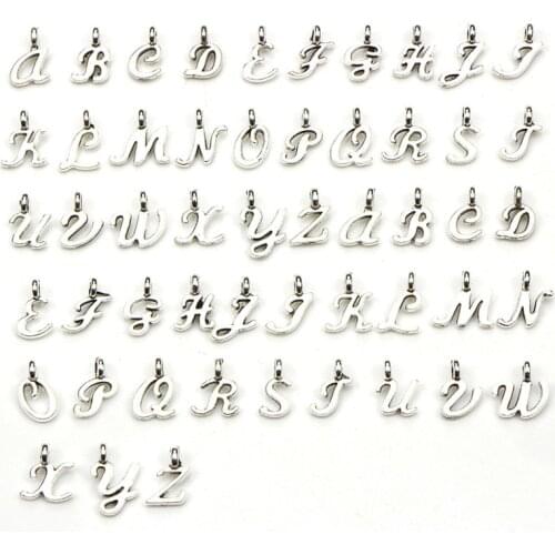 52pcs/set A-Z Letters Alphabet Pendant Bracelet Charms Necklace Pendents Vintage Earring DIY Jewelry Findings Name Birthday Gift