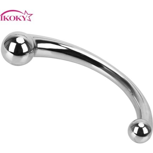 IKOKY Anal Plug Double Head Adult Sex Products Female Masturbation Sex Toys for Women Stainless Steel Prostate Massage