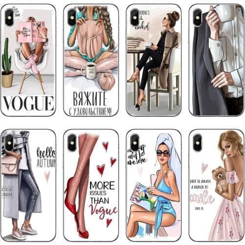 VOGUE Princess Girl Female boss coffee Case For Samsung Galaxy M30 A70 A60 A50 A40 A30 A10 A9 A8 A6 J8 J4 J6 Prime Plus 2018