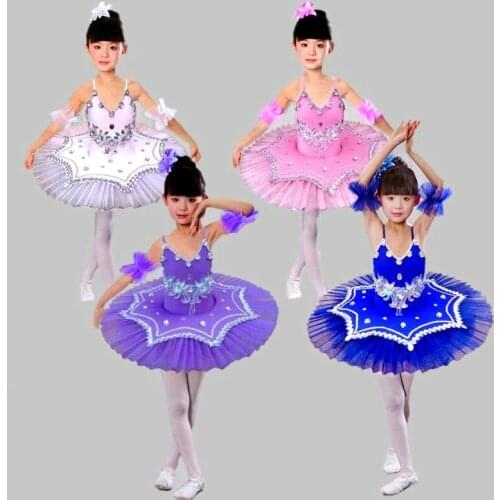 Kids Sequin Ballet Tutu Pink Princess Dress Feather Girls Ballet Dance Clothing White Swan Lake Performance Leotard Costume 89