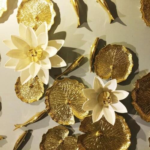 Home Creative Ceramics Background Wall Decoration Wall Deck Solid Wall Ornament Lotus Leaf Ornament Lotus Ornament