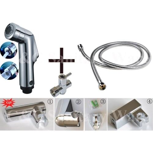 G1/2, G7/8, G3/4, M18X1.5L Optional ABS Chrome Handheld Shattaf Bidets With T-adapter Hose And Holder (Gift) A1601ST