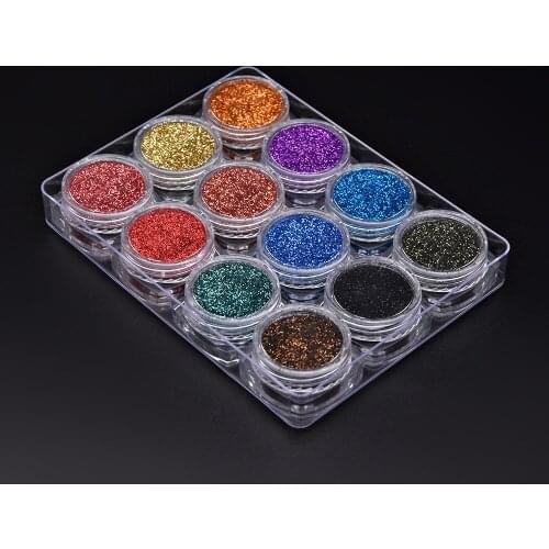 Holographic Glitter Powder Sets Kits Nail Supplies Manicure Makeup Eye Glitter Gel Nail Desgin 12 Color Set Decoracion Uñas