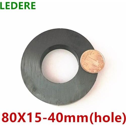 1pcs Ring Ferrite Magnet D 80*15 mm Hole 40mm Black Round Speaker D 80X15 mm Magnet with hole 40MM 80mm x 15mm