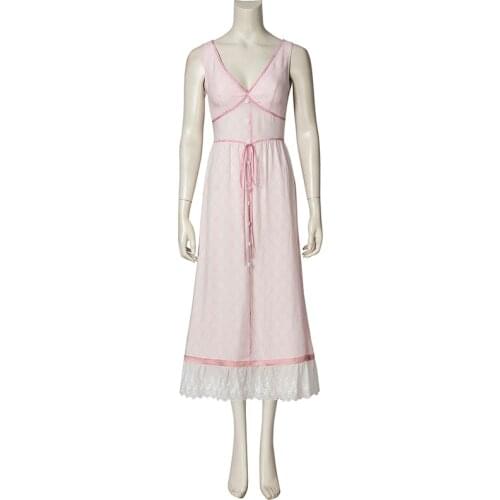 Final Fantasy VII Remake Aerith Dress Cosplay Adults Women Costume Gainsborough Pretty Pink Dresses