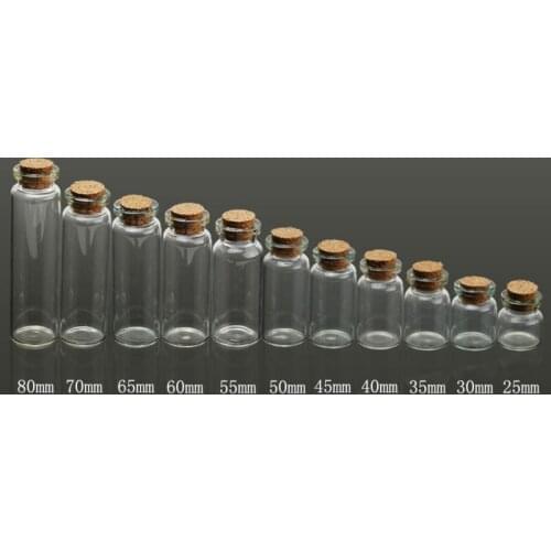 22mm tiny glass bottle,wishing bottles,different heights,empty glass bottle with cork vials,sold 10pcs/pkg-100225