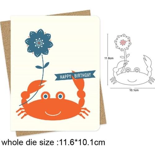 Cute crab holding flower Metal Cutting Dies for Craft dies Scrapbooking Embossing Dies Cuts Stencils dies Decoration Card Making