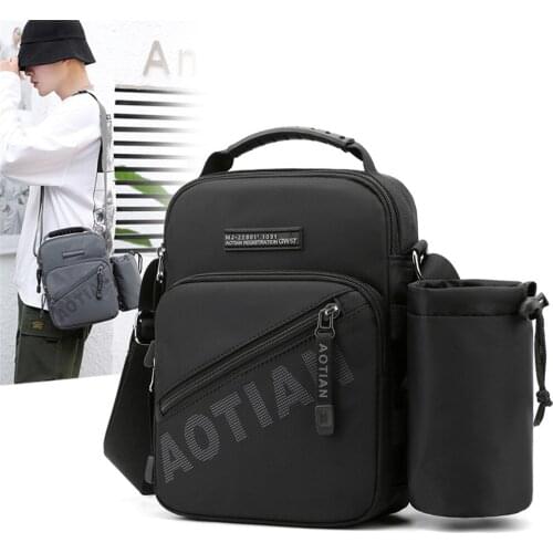 Mens Shoulder Bag Nylon Waterproof Messenger Bag Solid Color Multifunctional Zipper Soft Letter Small Travel Bag Handbag