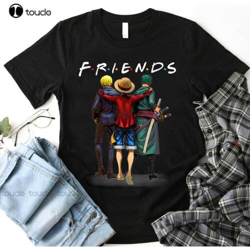 New Anime Friends One Piece Monster 3 Set Lluffy Sanji Zoro T-Shirt Gift 2021 Black Cotton Tee Shirt