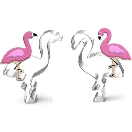 Satnding Flamingo Cookie Cutter Stainless Steel Biscuit Knife Baking Fruit Cut Kitchen Tools Embossing Printing