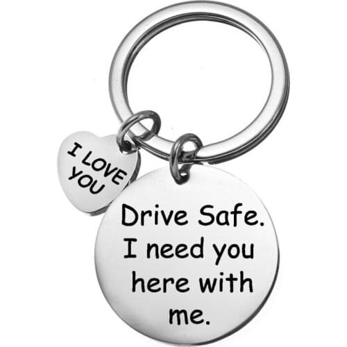 Oeinin Simple Keychain Man Drive Safe I Need You Here With Me Key Holder Bags Unisex Letter Color Zinc Alloy Key Chain Pendant