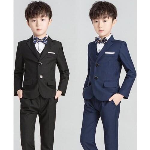 Formal Childrens Suits Set Flower Boys Princes Wedding Party Piano Performance Dresses Costume Kids Blazer Vest Pants Shirt