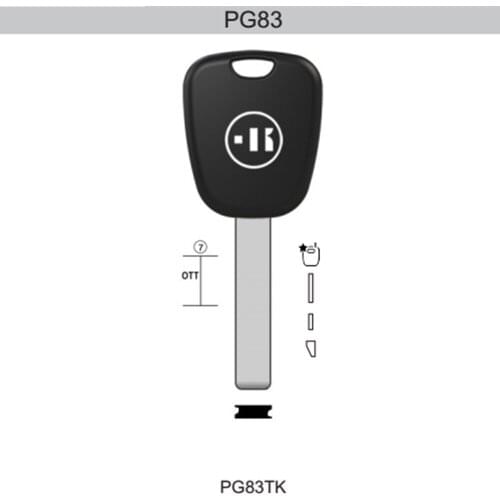 Original KEYLINE HU83 Key blade Key case for Peugeot with chip slot Keyline PG83TK HU83TE straight remote key case for Peugeot