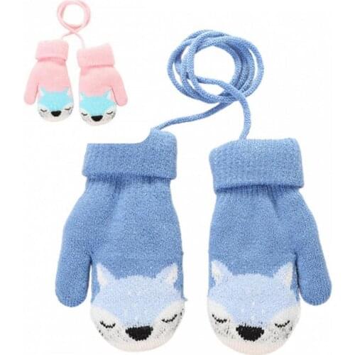 Autumn Winter Cartoon Warm Plush Knitted Gloves Soft Baby Gloves Thickened for Camping