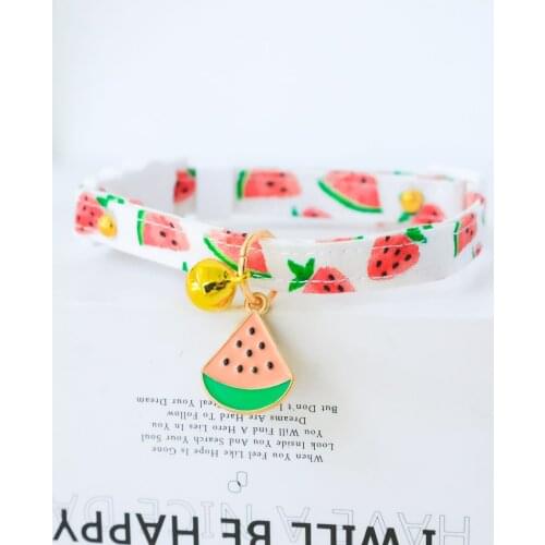 Summer New Cat Dog Accessories Adjustable Buckle Cat Pet Collars 1PCS Watermelon Flowers Refreshing Small Puppy Kitten Necklace