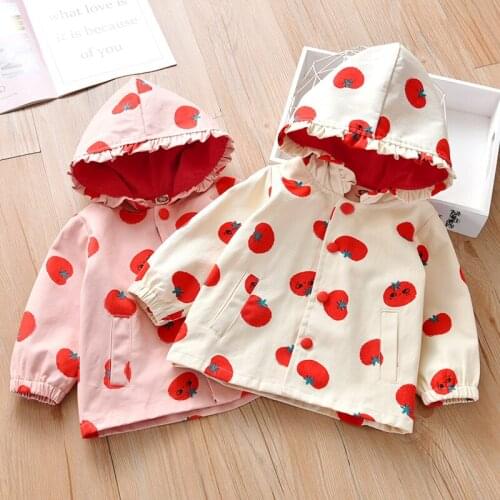 Baby Coats Children Girl Clothes Autumn Spring Tomato Print Coat Infant Clothes For Children Outwear Baby Girls Clothing