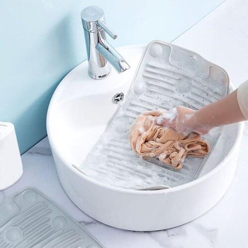 Portable Folding Anti-slip Washboard with Suction Laundry Household Mat Washing Board Household Bathroom home gadget Tools