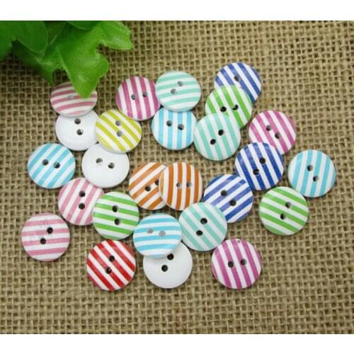 50Pcs Mixed Wood Round Stripe Sewing Buttons For Clothes Scrapbooking Decorative Botones Crafts Needlework DIY Accessories