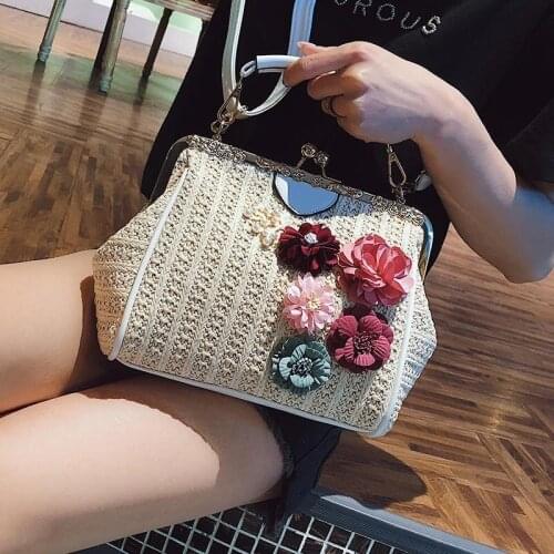 2020 luxury Woven Bag Straw Shoulder Bag flower HandBags for Women brand designer Handmade Messenger Crossbody Bags bolsos