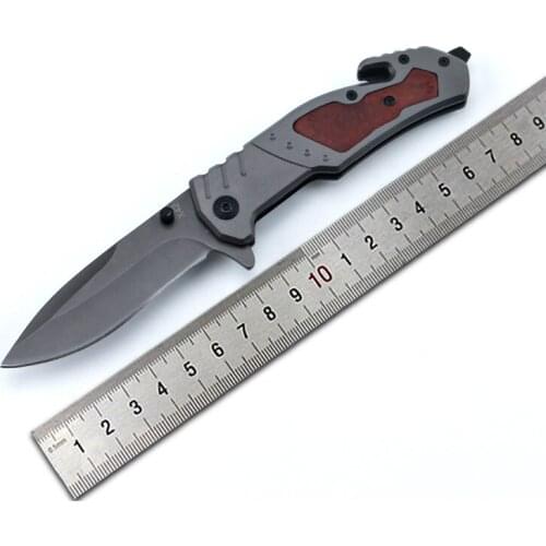 8.07'' Folding Pocket Knife Survival Tactical Knife Wood Handle Outdoor Camping Hiking Hunting Knives EDC Self-defense Tools
