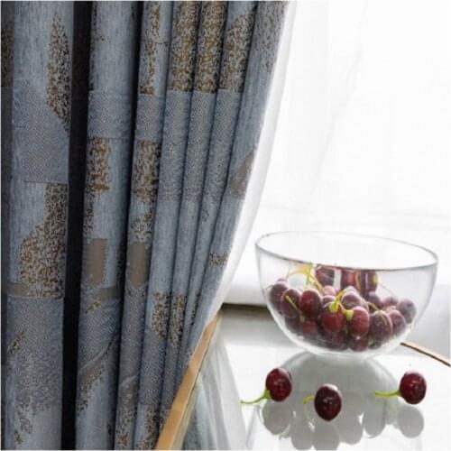 Light Luxury Nordic Style Golden Jacquard Modern Curtains for Living Room for Bedroom Study Bay Window Curtains Tulle Custom