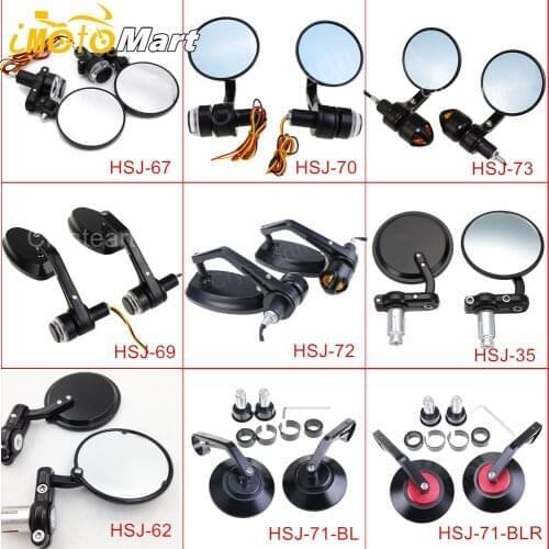 7/8" 22mm Motorcycle Handle Bar End Mirrors /Rear View Side Mirror w/Turn Signals Universal For Honda Harley Cafe Racer Bobber