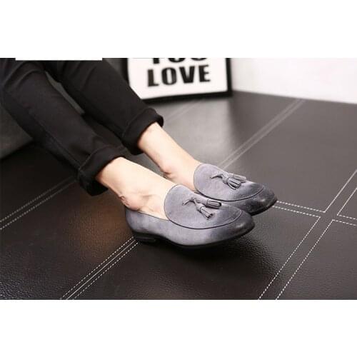 Top quality classic Italian men shoes chaussure homme casual tassel shoes men slip on loafers office suede slippers flats