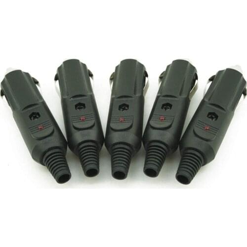 (Pack of 5 Pcs ) 5pcs 12V Male Car Cigarette Lighter BU Socket Plug Connector with Fuse Red LED