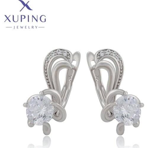 Xuping Jewelry Popular Rhodium Plated Women Earrings with Elegant Synthetic Cubic Zircon 27678