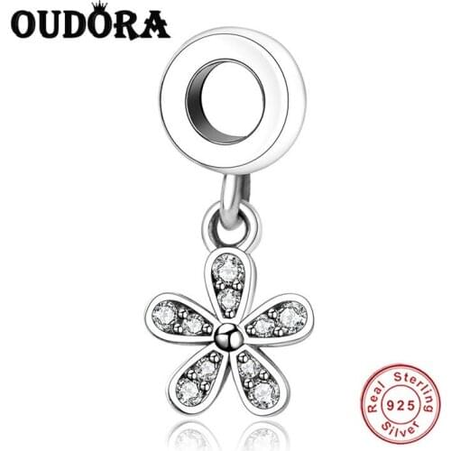 Clover Flower Dangle Fit Pandora Charms Bracelet Orignal 925 Sterling Silver Pendant Beads Women DIY Jewelry Berloque Making