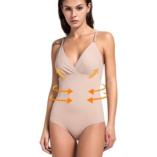 Women Shapewear Bodysuit Top V-Neck Camisole Tummy Control Jumpsuits Body Shaper Slimming Waist Trainer Corsets