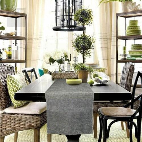 1Pcs Vintage Table Runner Imitated Linen Tablecloth Festival Home Party Hessian Table For Wedding Runner Event Decoration B X0B0