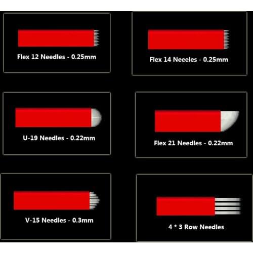 100PCS Laminas Agulhas Tebori Microblading 19 U Shape Needles Permanent Makeup Tattoo Needle Flex Blades for Eyebrow Manual Pen