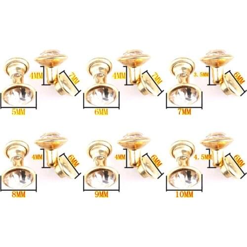 1440pc 5-10mm Gold Plated Glass Rhinestones Rivet Tack Crystal Studed