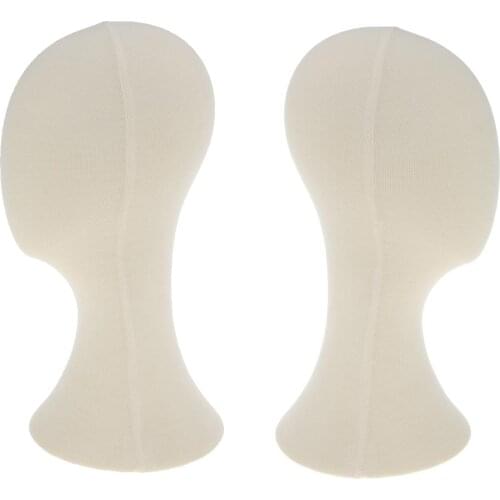2pc Premium Canvas Block Head Wig Making Headset Display Mannequin Head 21Inch