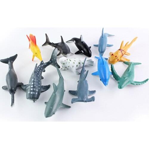 24pcs/lot Sea Life Model Toys Pool Fish Toy Early Education Marine Animals Figure Gift For Children Kids PVC 4-7cm
