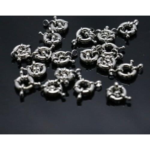 5PCS Round Circle Clasp Button Fittings Accessory Metal Silver-plate For Necklace Bracelet Machining Snap Girl Jewelry Hardware
