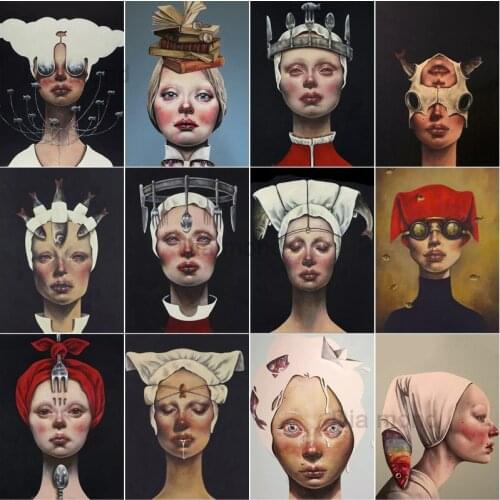 Full Circle Diamond Painting Weird Puppet 5D Handmade Diamond Embroidery Unicorn Mosaic Seaside Landscape Art Kit Home Decor