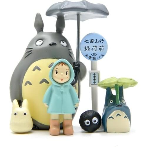Ghibli Anime Totoro Umbrella subway Sign Figure Toys Desk Ornament Miyazaki Hayao Model Fairy Garden Moss Miniature Home Decor