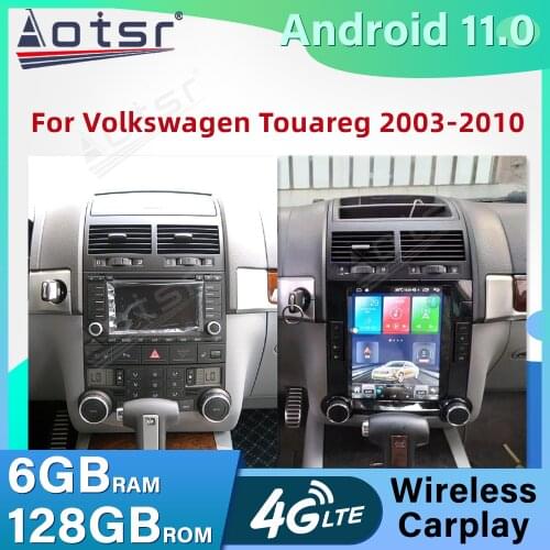 Android 11.0 Tesla Style For VW Volkswagen Touareg 2003 - 2010 Car Radio GPS Navigation Multimedia Player Audio Stereo Head Unit