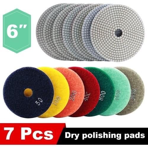 Free shipping 6 inch diamond polishing pads 150mm dry and wet polishing granite marble engineer stone