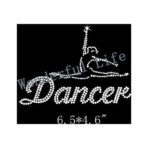 Free Shipping dancer laody with words hotfix rhinestone iron on transfers design for kids