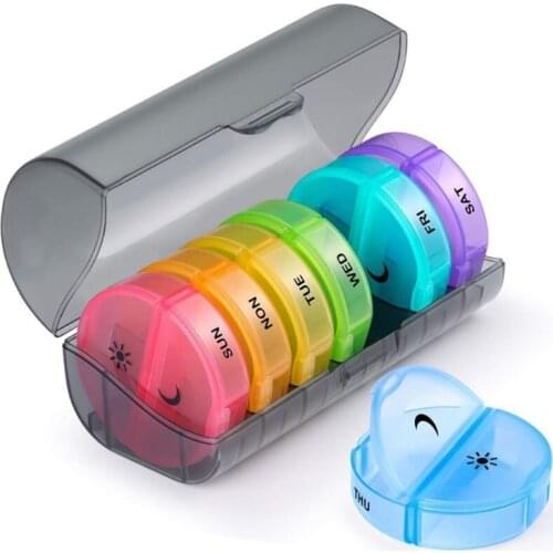 One Week Reminder 14 Grids Container Sorter Box Medicine Storage Pill Organizer Calcium Tablet Case