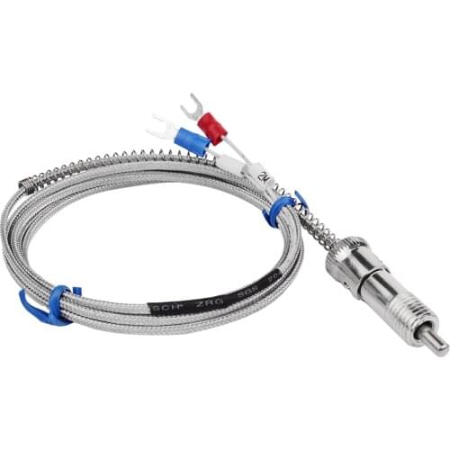 Stainless Steel Temperature Sensor K Type Thermocouple Bayonet Compression Spring with 2m Cable Wire for Temperature Controller