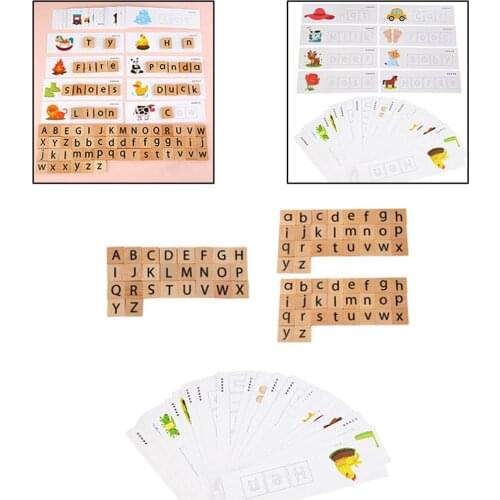 Wooden Letter Blocks Toys Montessori Alphabet Matching Game Words Aids Toy for Children Age 3+ Years Old