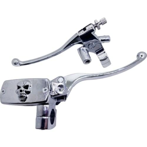 1" 25MM Skull Pattern Universal Motorcycle Brake Clutch Master Cylinder Reservoir Levers For Harley Honda Shadow Suzuki Volusia